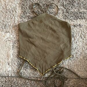 Triangle cut open back crop top